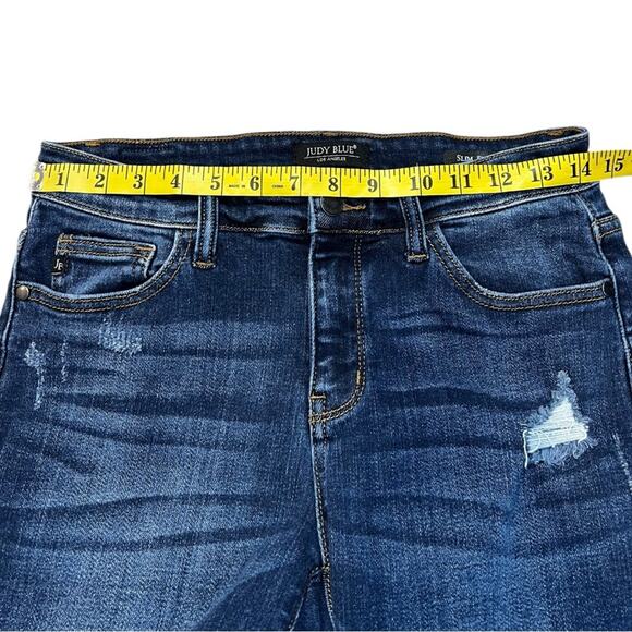 Judy Blue Slim Fit Distressed Jeans Style JB82104DK Dark Wash Size 28 - Picture 7 of 10